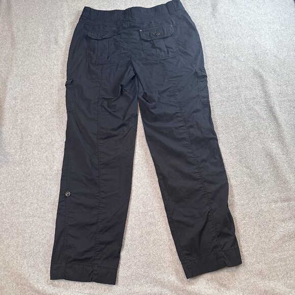 Style & Co Black Cargo Pants Size 8 Roll Tab Utility Pockets Stretch Grunge - Picture 3 of 16